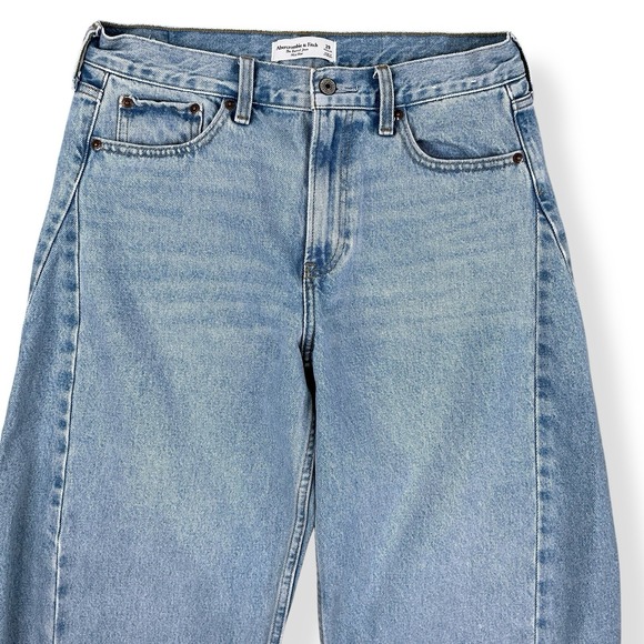 Abercrombie & Fitch Jeans Womens 29 (ACTUAL 31x27) Blue Barrel Relaxed Leg Ankle - Picture 3 of 15